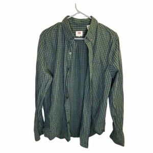 Levi's Blue Green Plaid Casual Button Down Long Sleeve Size Large